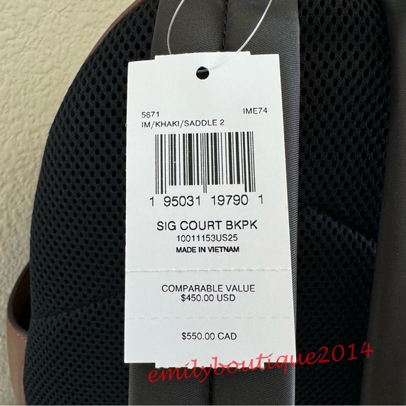 NWT Coach 5671 Court Backpack In Signature Canvas Khaki Saddle Brown Medium Bag - Picture 16 of 16